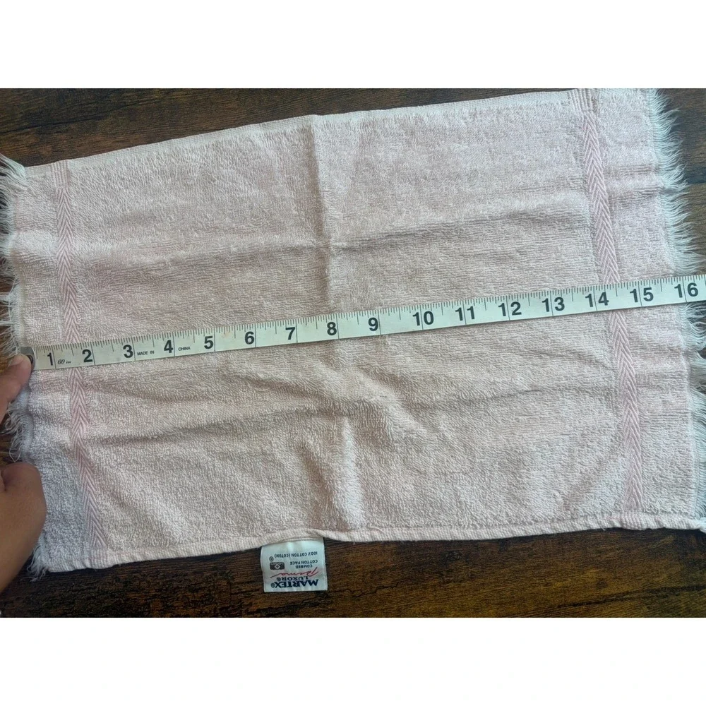 Vintage Martex Luxor Pink Fingertip Towels Set of 2 Fringed Made USA